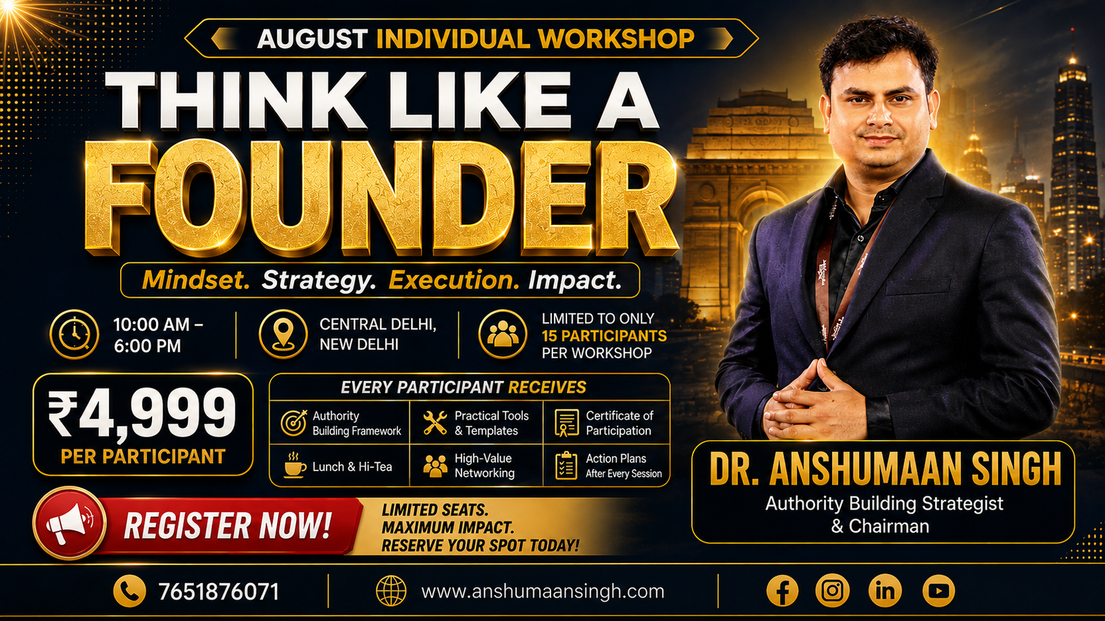 AUGUST INDIVIDUAL WORKSHOP THINK LIKE A FOUNDER